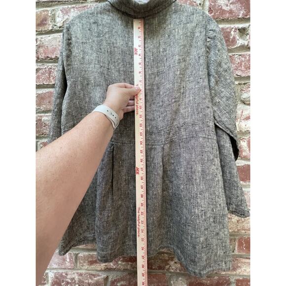 FLAX Oversized Button Down Linen Blazer Jacket Pockets‎ Lagenlook Size Medium - Picture 11 of 13